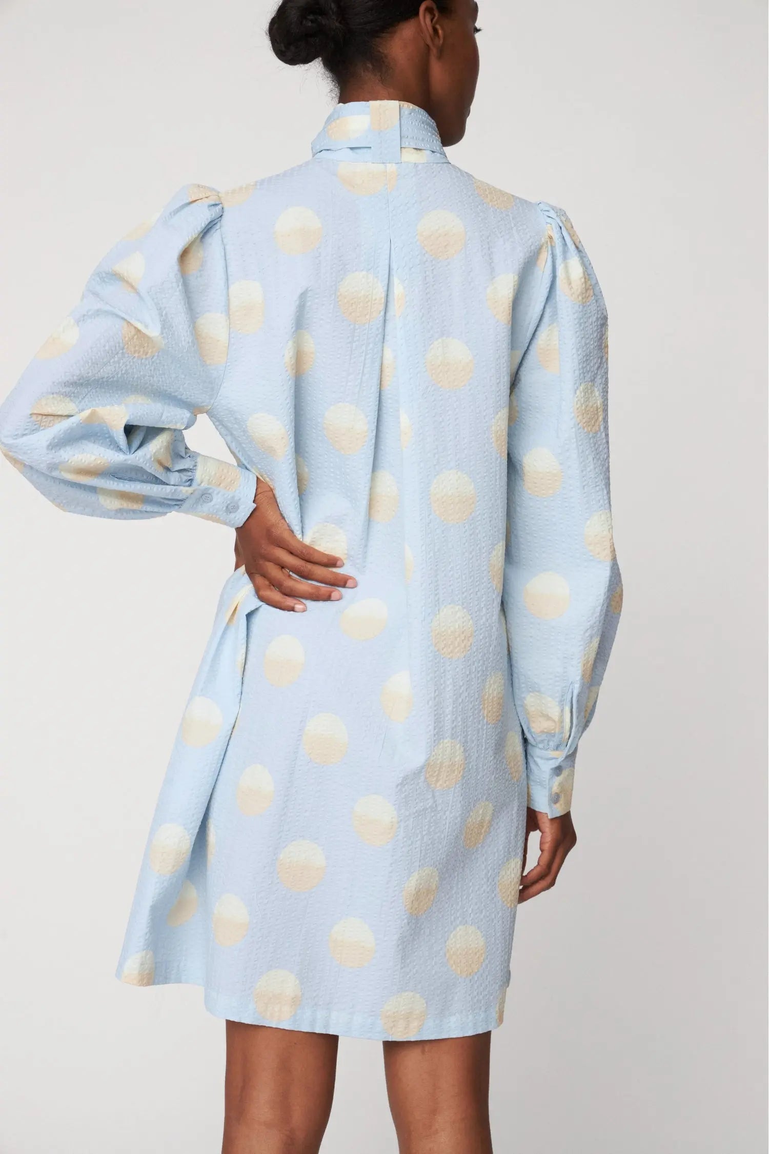 Stella Nova Big Dot Dress with Bow Tie Dress 302 Light Blue