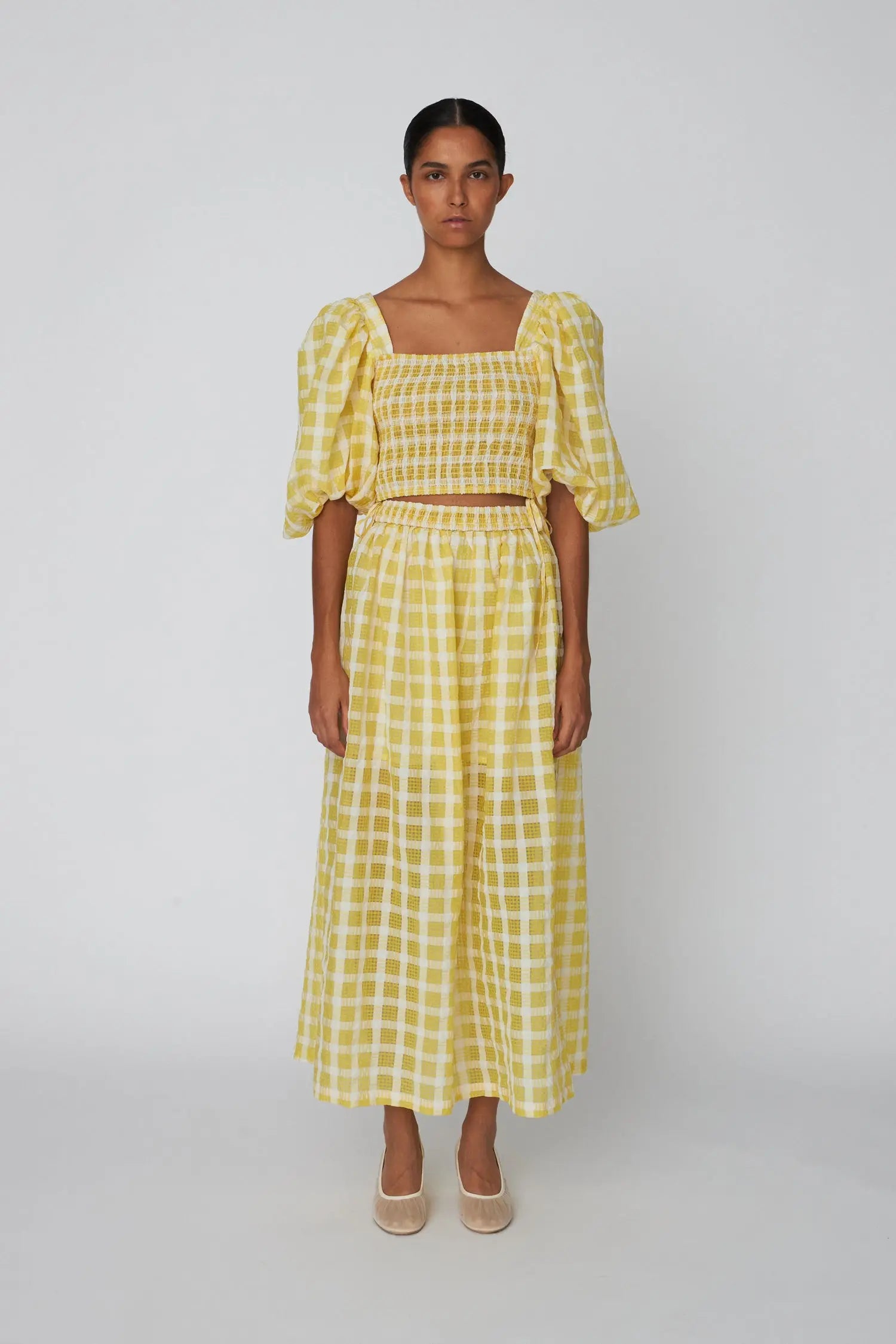 Stella Nova Delicate Checked Maxi Dress Dress 146 Lovely Yellow