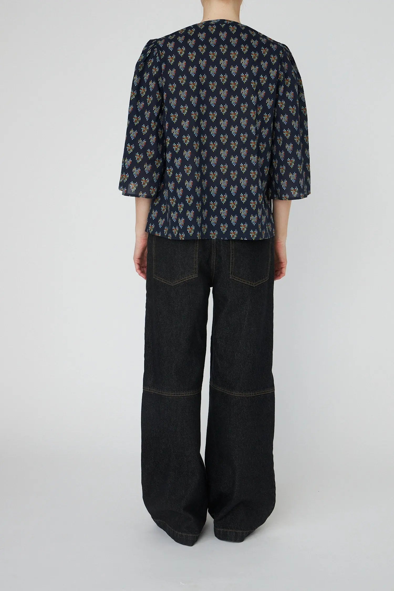 Stella Nova Delicate Printed Cotton Shirt Shirt 262 Navy Hearts