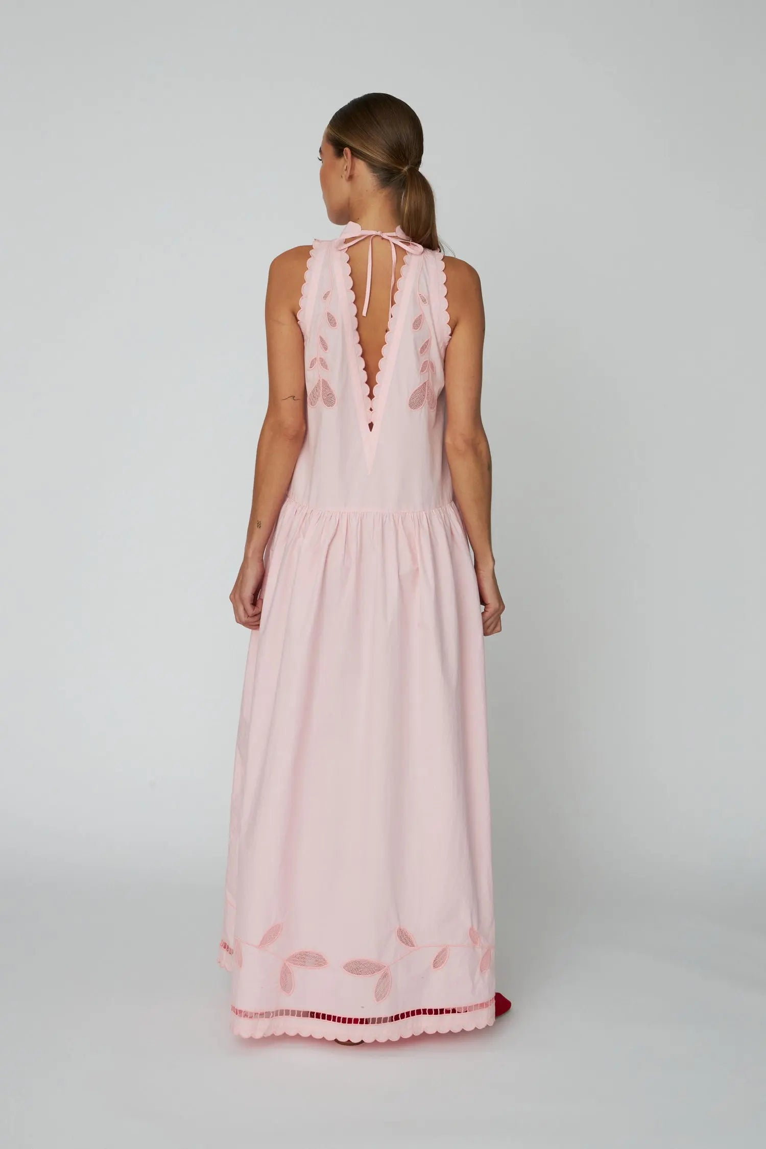 Stella Nova Embroidery Anglaise Sleeveless Maxi Dress Dress 465 Pink