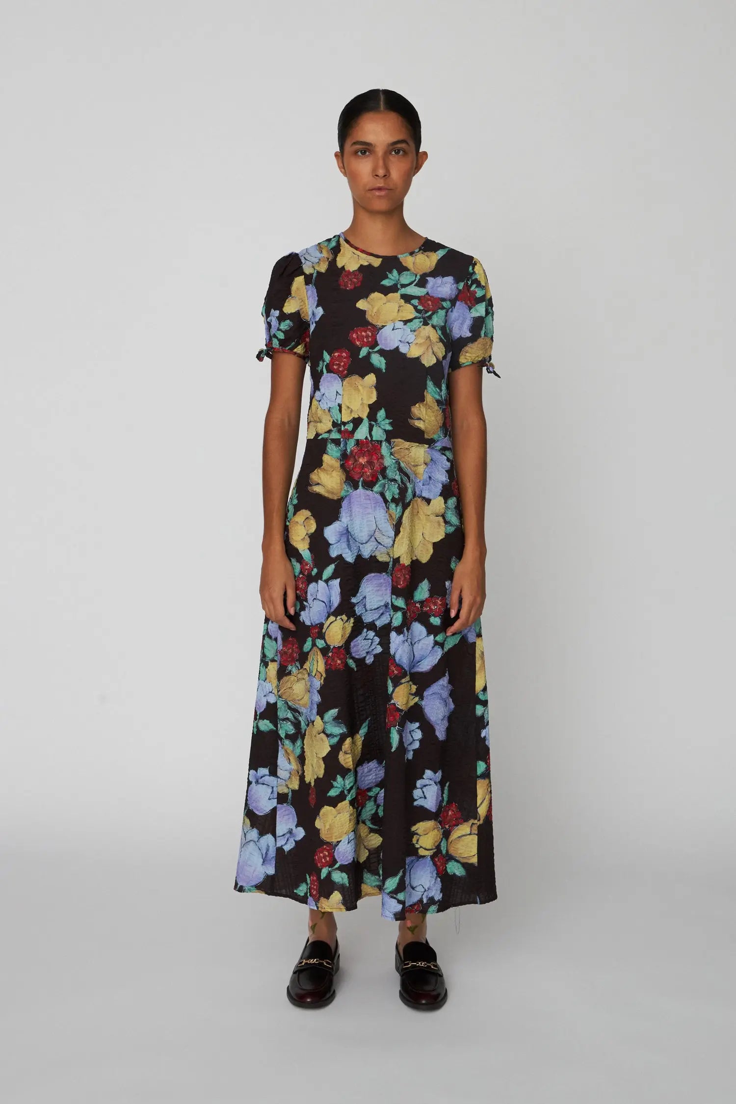 Stella Nova Flowered Cotton Midi Dress Dress 776 Dark Flowers