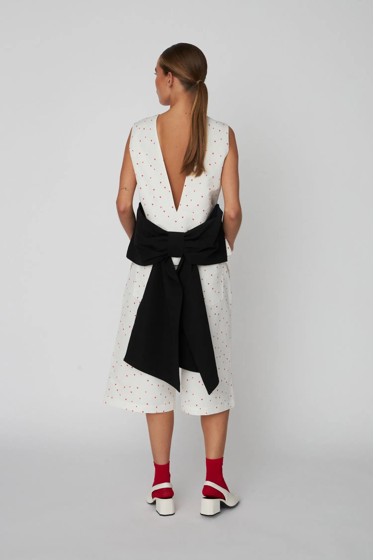 Stella Nova Heart Printed Bow Top Top 371 Hearts