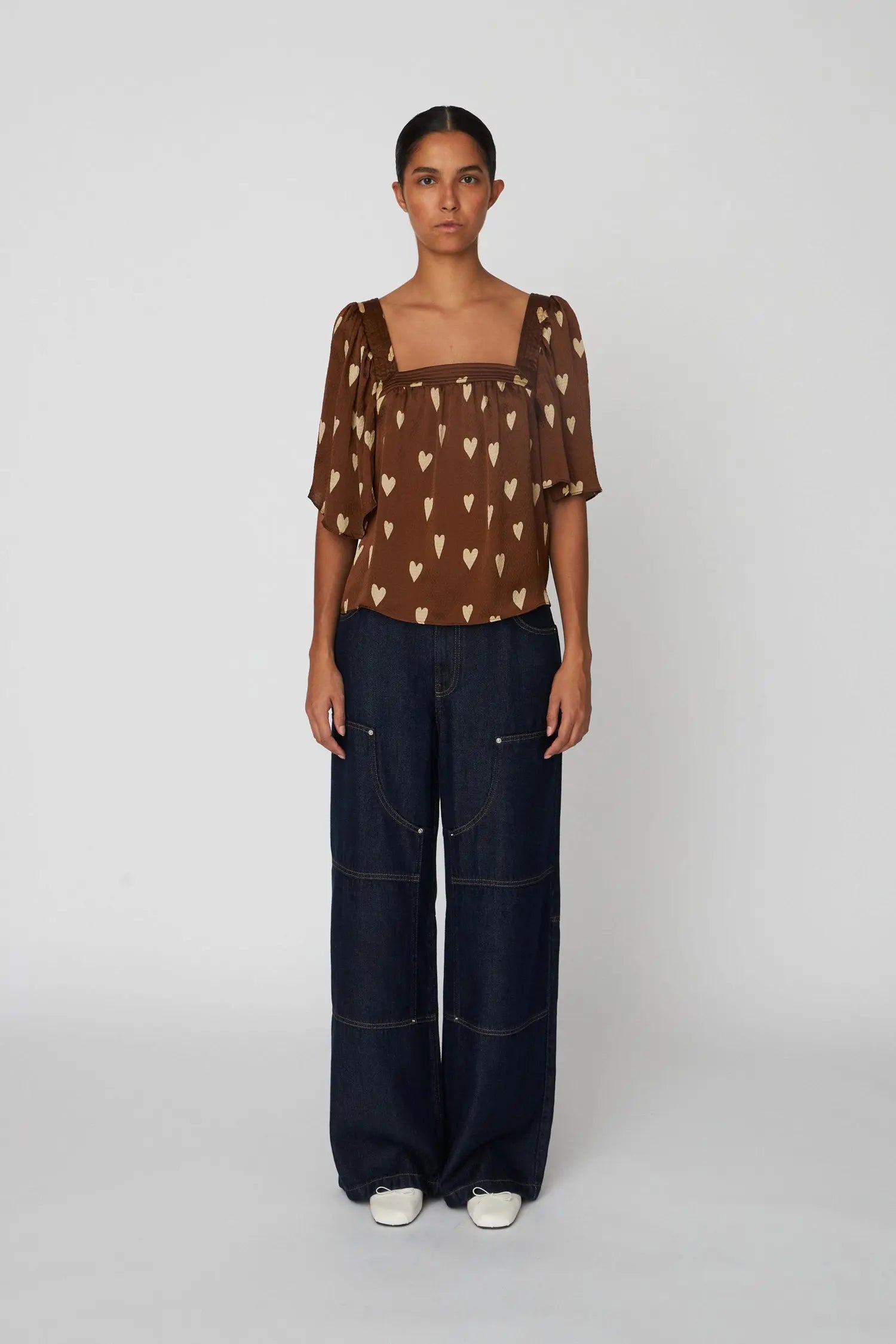 Stella Nova Heart Printed Silk Top Top 371 Hearts