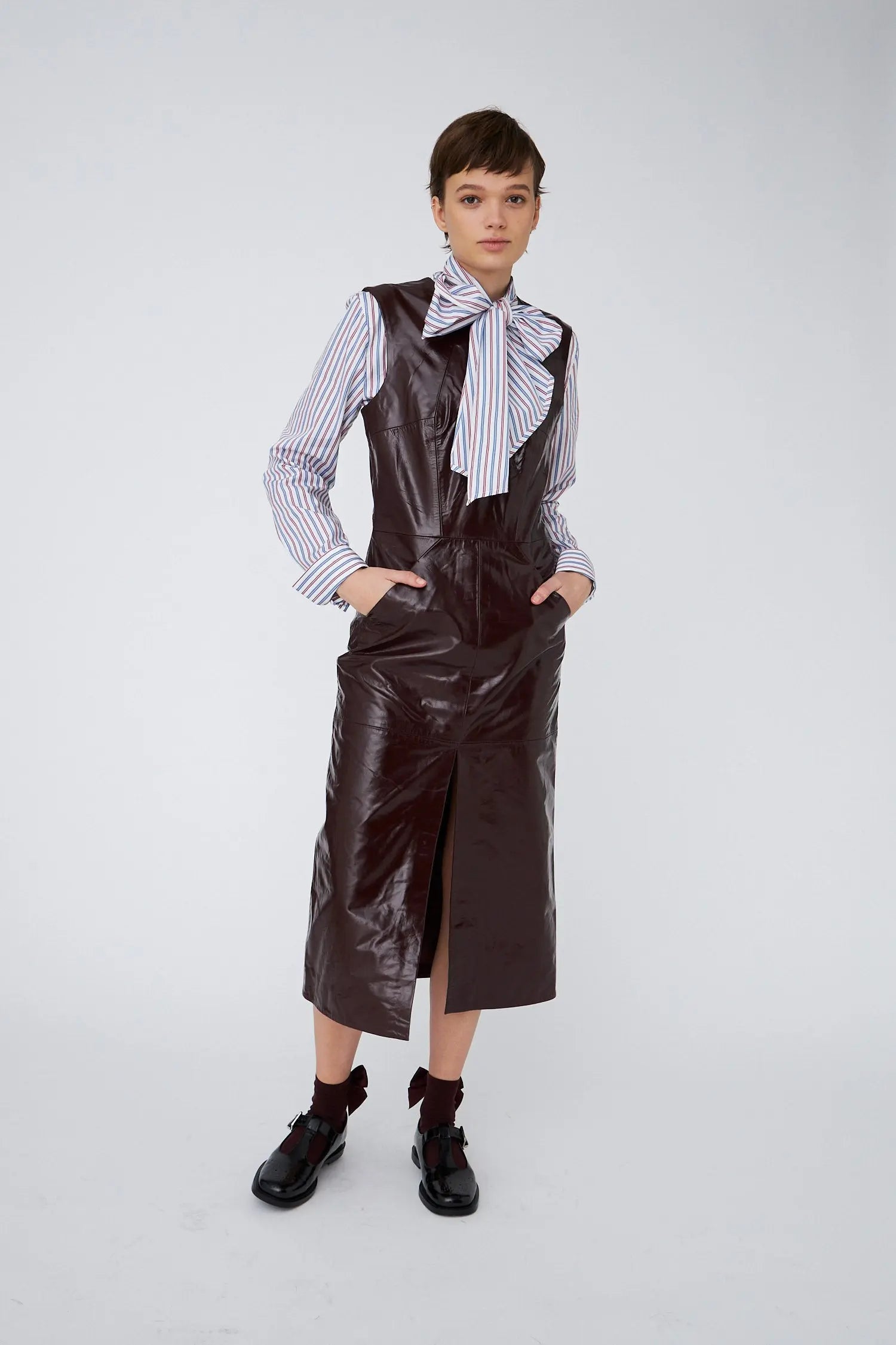 Stella Nova Leather Midi Dress Dress 684 Brownish Red