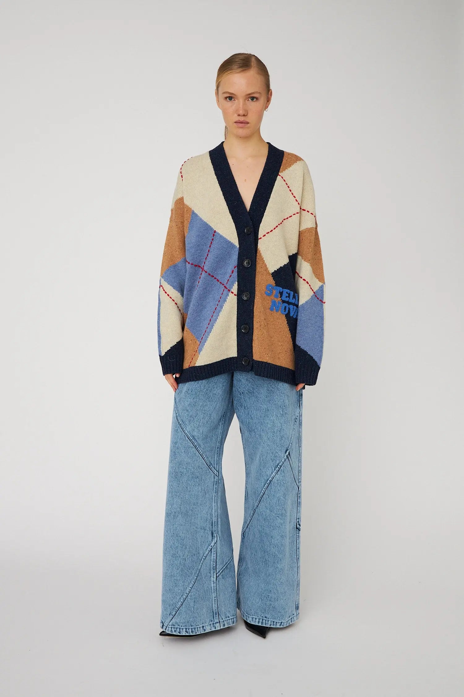 Stella Nova Oversized Cardigan in Wool Mix Cardigan 300 Blue Sea