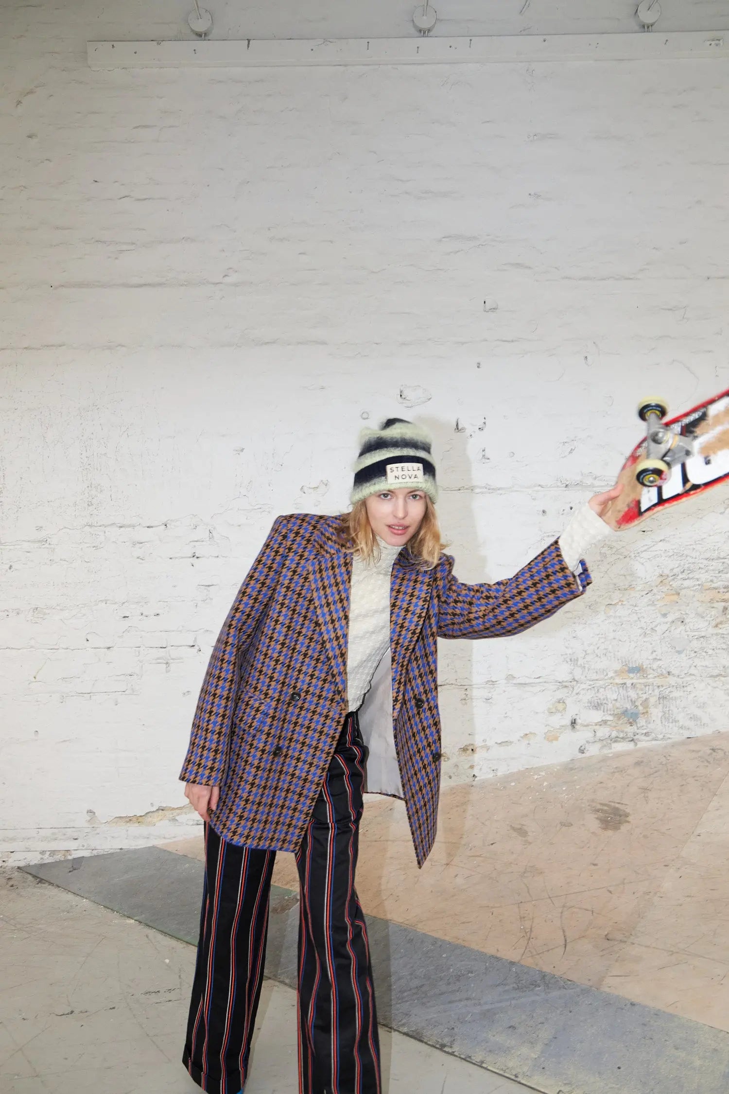 Stella Nova Oversized checked blazer Blazer 304 Blue/Camel/Black