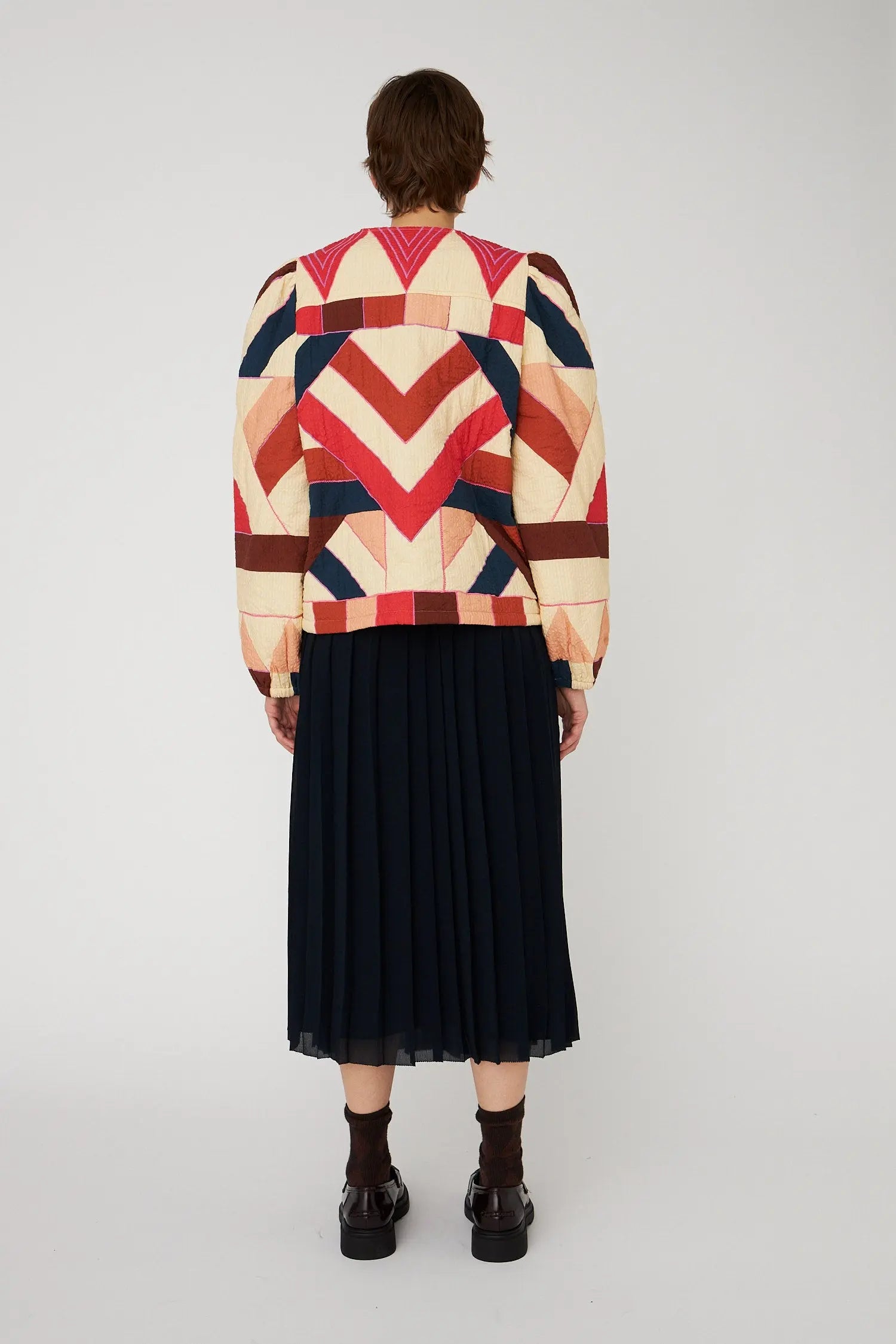 Stella Nova Patchwork Cotton Quilted Jacket Jacket 608 Red Mix