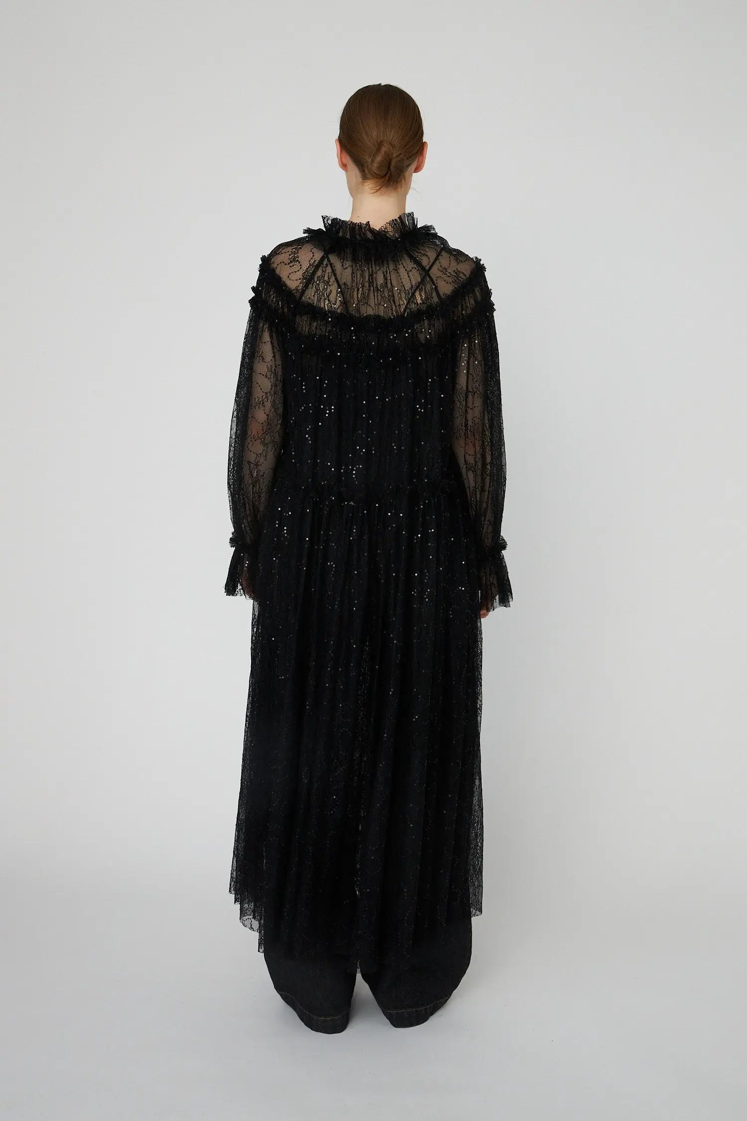 Stella Nova Sheer Lace Maxi Cape Dress Dress 999 Black