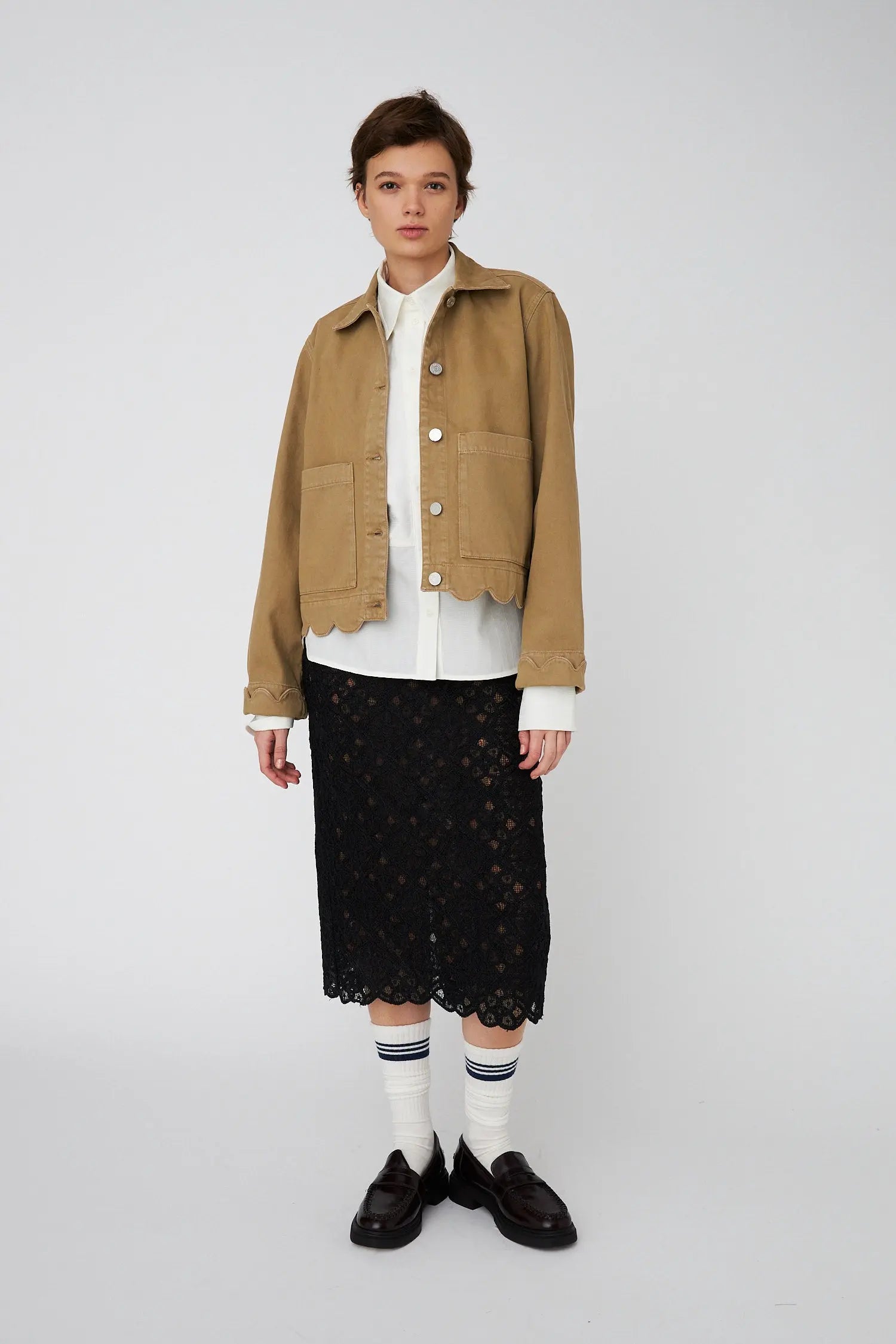 Stella Nova Shirt with Scallop Edge Shirt 055 Dark Sand