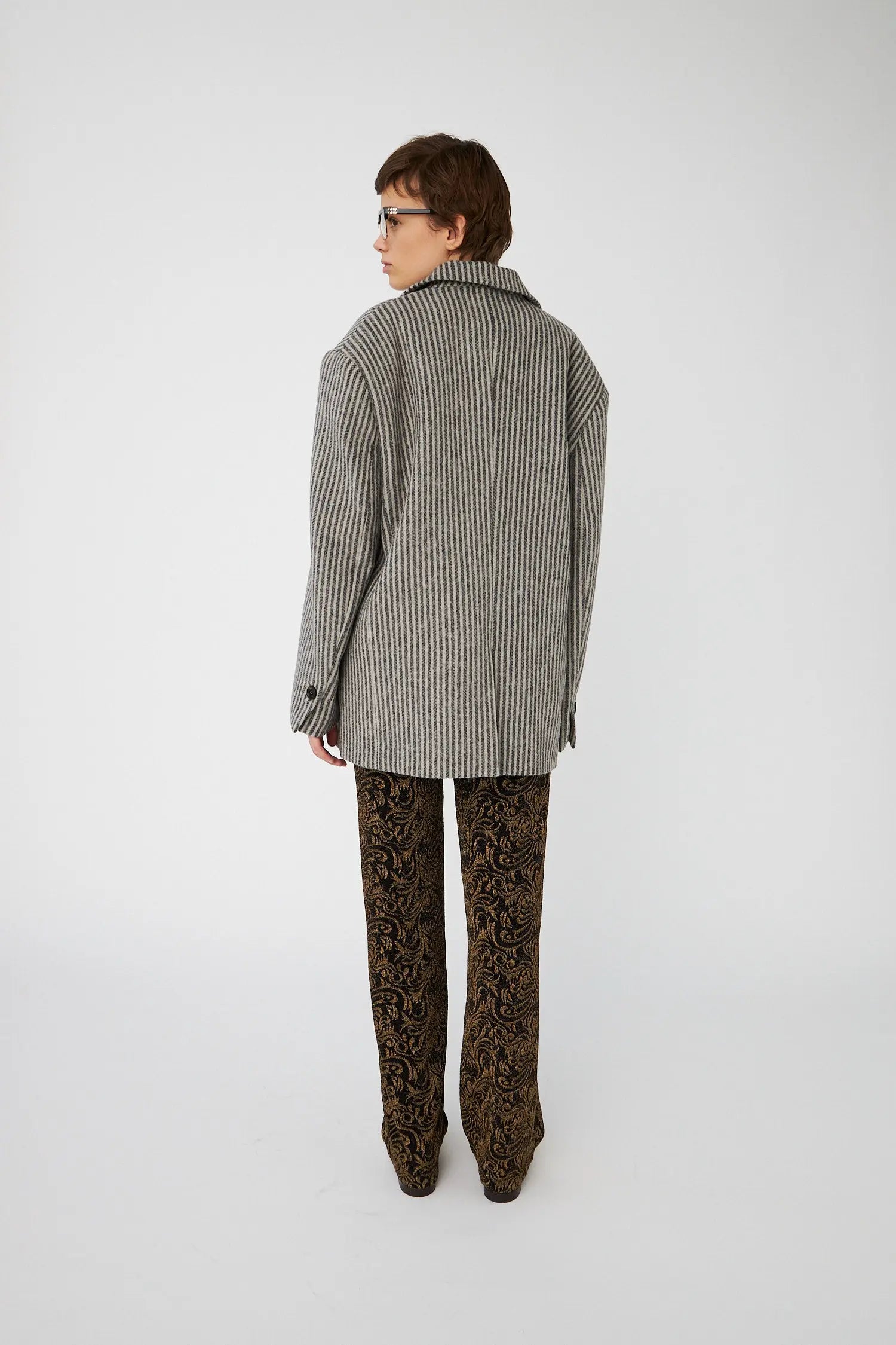 Stella Nova Striped Oversized Wool Blazer Blazer 065 Black/Powder Stripe