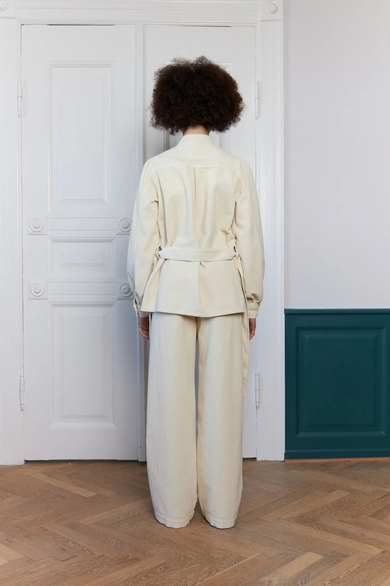 Stella Nova Corduroy shirt with belt Shirt 030 Vanilla