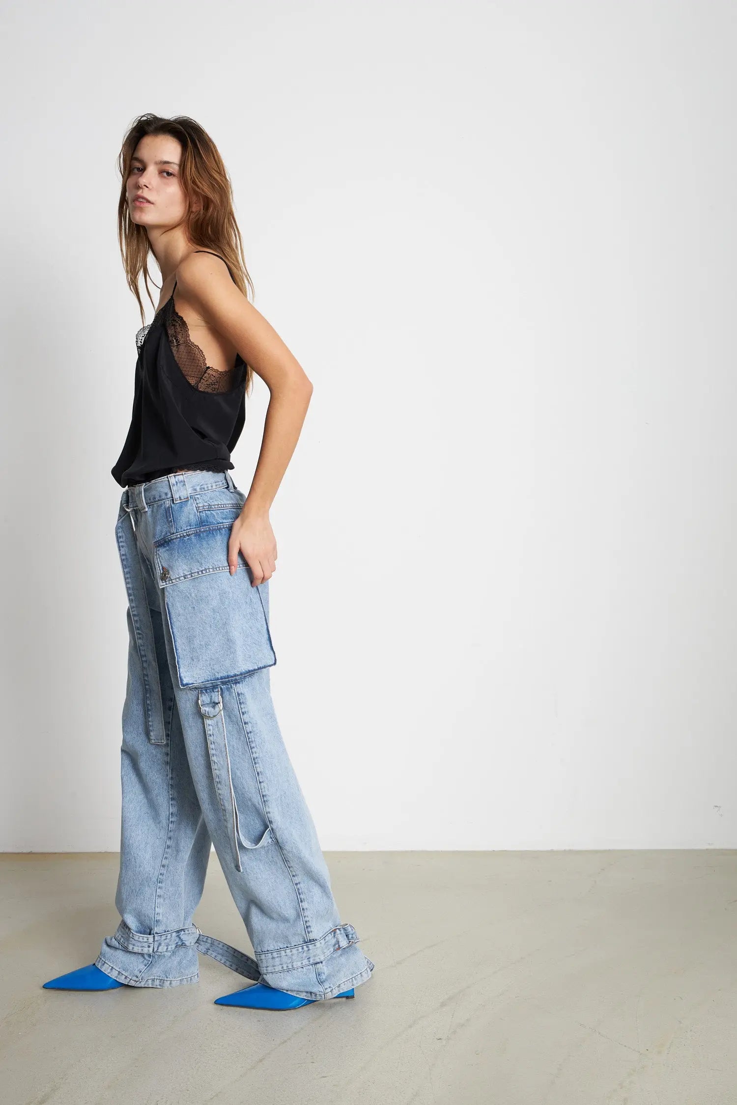 Stella Nova Denim cargo jeans Pants 422 Washed Denim