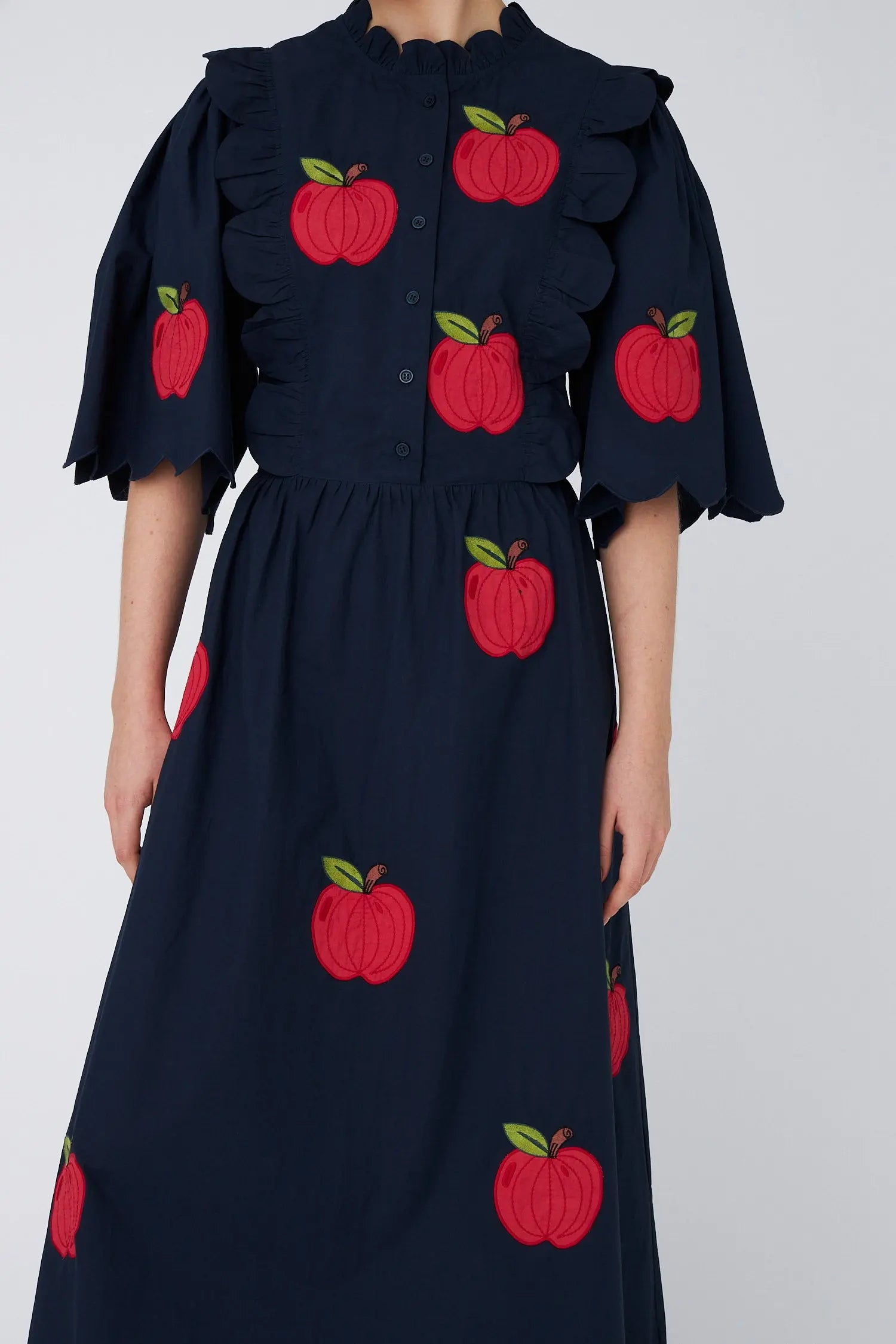 Stella Nova Embroidered Cotton Midi Dress Dress 395 Navy