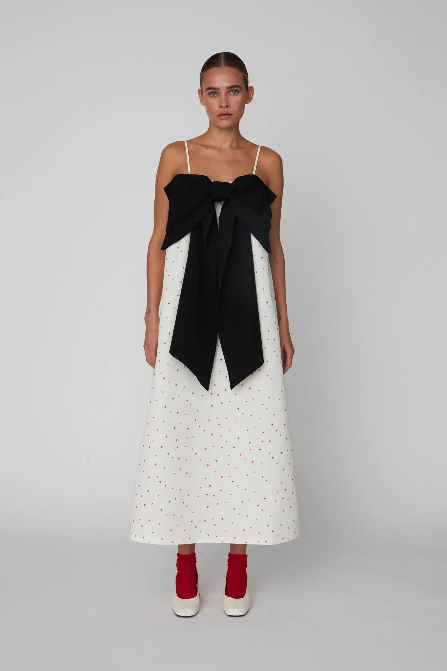 Stella Nova Heart Printed Bow Dress Dress 371 Hearts