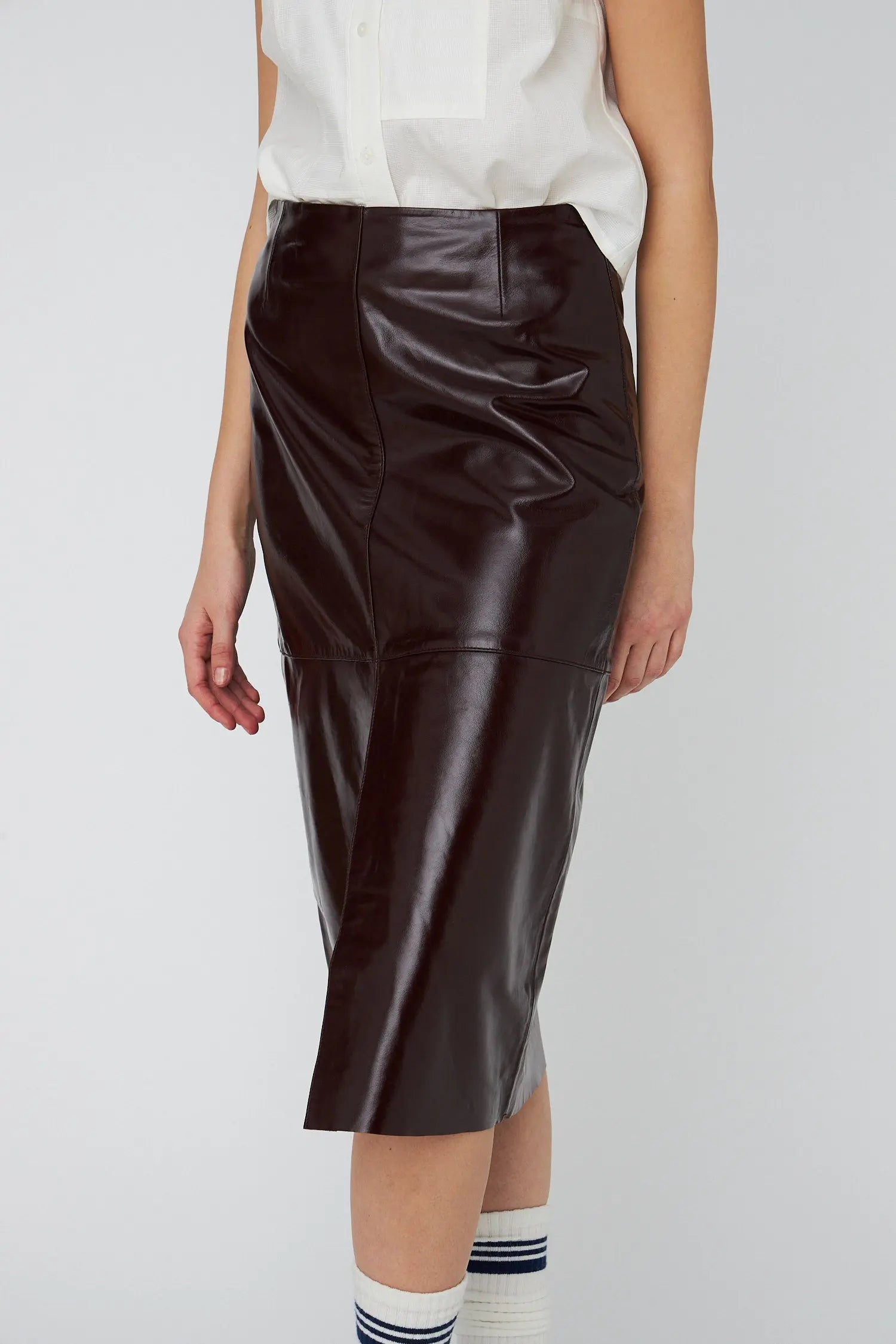 Stella Nova Leather Midi Skirt Skirt 684 Brownish Red