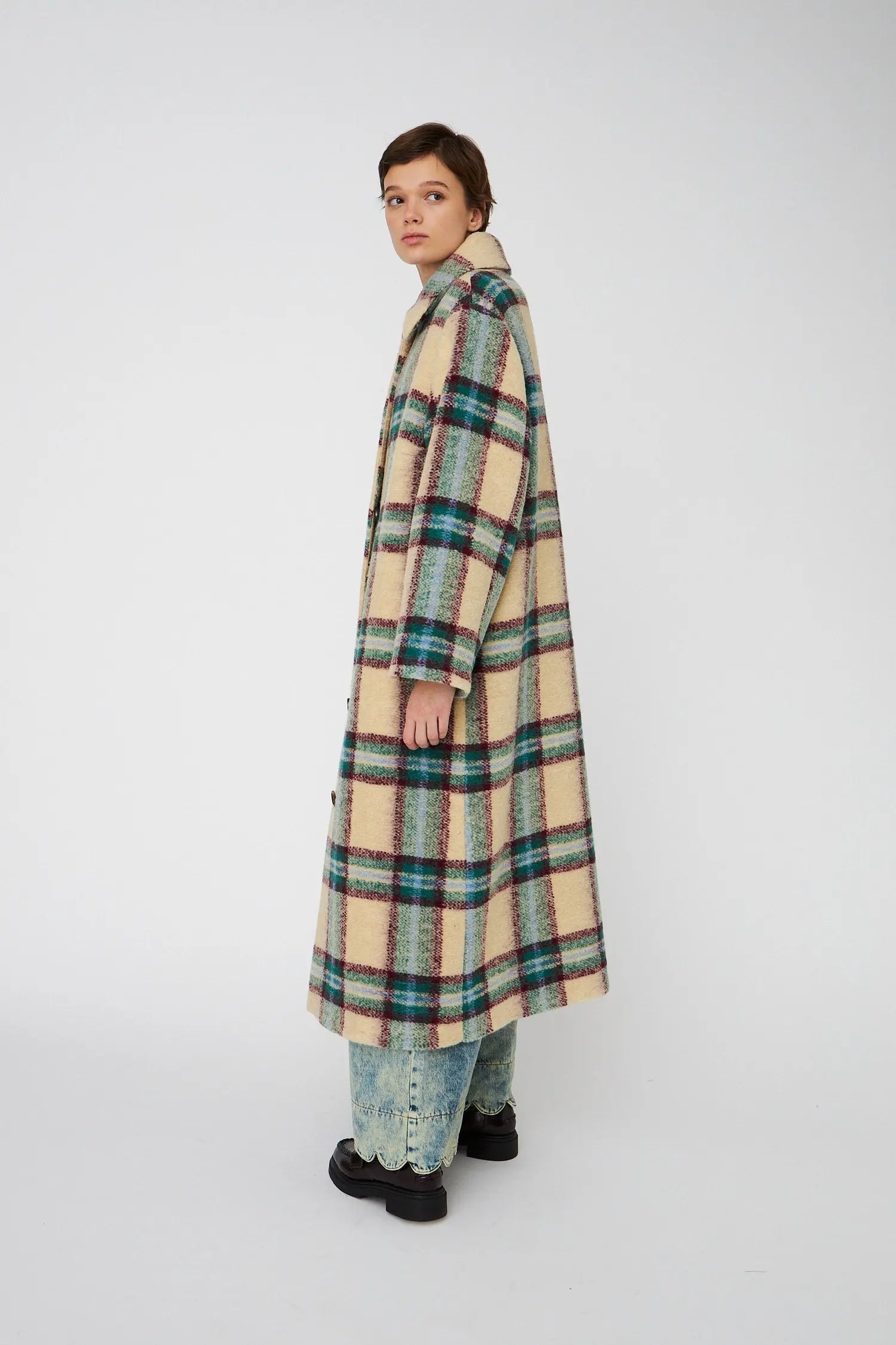 Stella Nova Long Wool Checked Coat Coat 430 Multi Checks