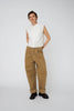 Low-Waist Cotton Pants with Scallop Edge - Dark Sand