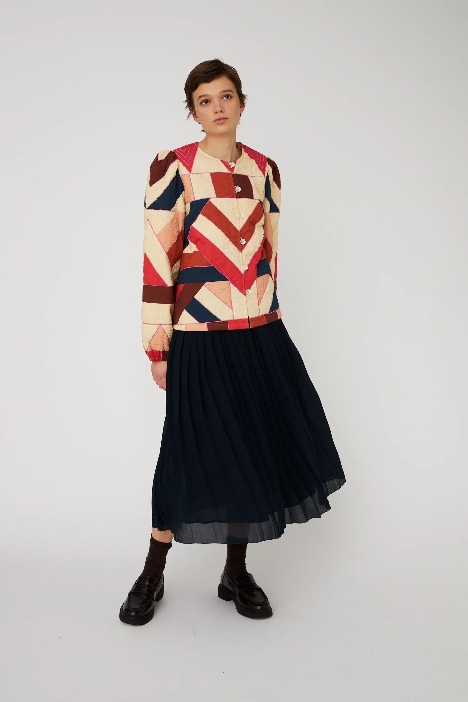 Stella Nova Patchwork Cotton Quilted Jacket Jacket 608 Red Mix