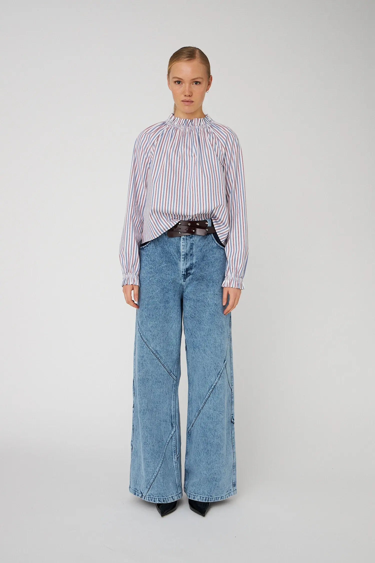 Stella Nova Striped Blouse in Cotton Blouse 237 Red & Blue Stripes