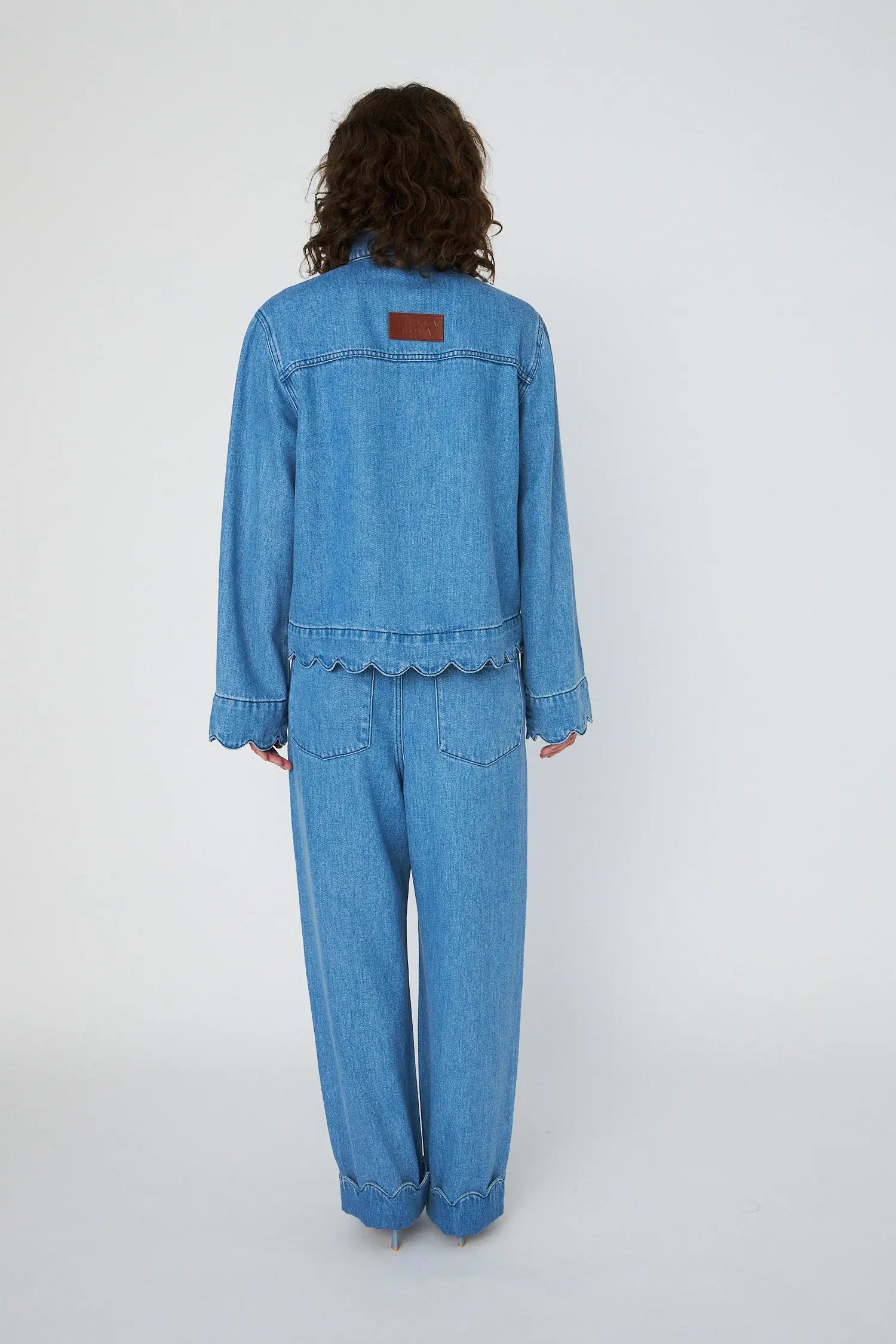 Stella Nova Washed Blue Shirt with Scallop Edge Shirt 302 Light Blue