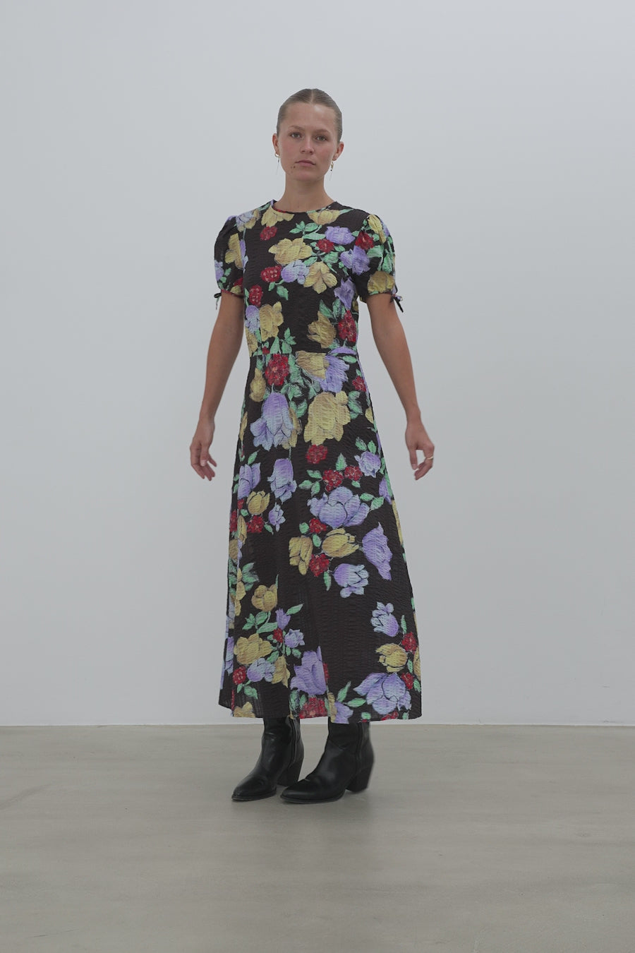 Stella Nova Flowered Cotton Midi Dress Dress 776 Dark Flowers