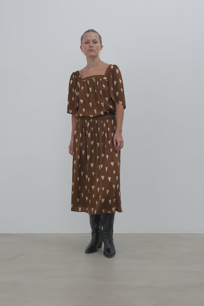 Stella Nova Heart printed Silk Skirt Skirt 371 Hearts