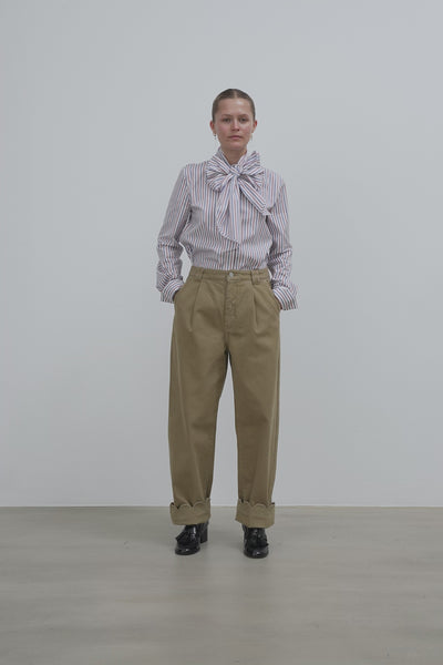 Stella Nova Low-Waist Cotton Pants with Scallop Edge Pants 307 Dust Blue