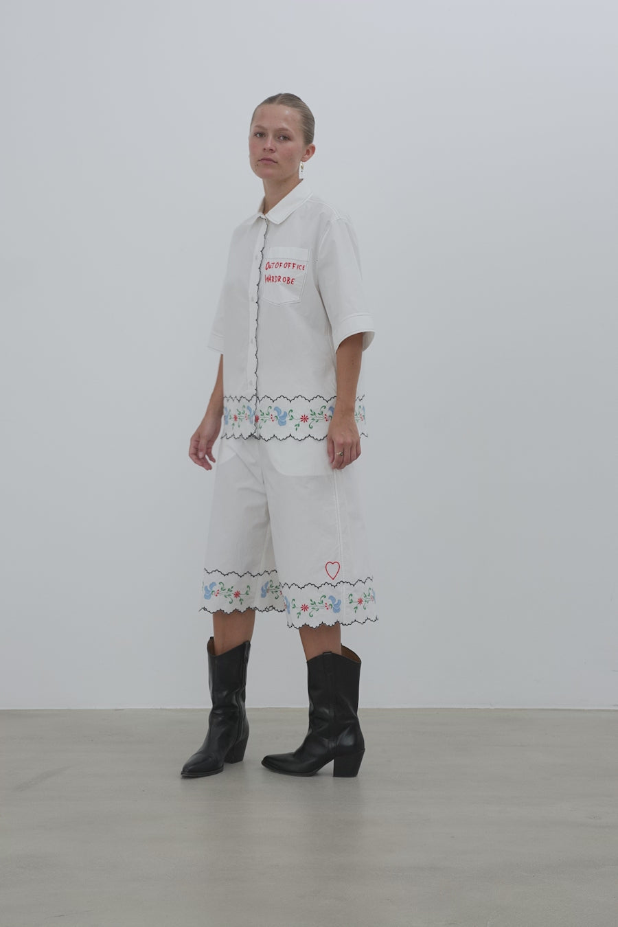 Stella Nova Coloured Embroidered Oversized Shirt Shirt 010 Off white