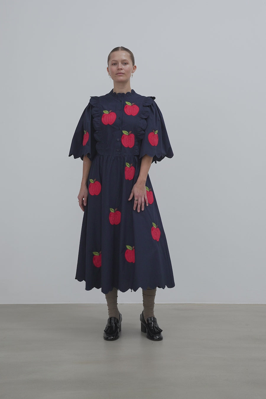 Stella Nova Embroidered Cotton Midi Dress Dress 395 Navy