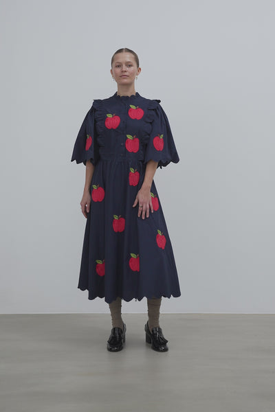 Stella Nova Embroidered Cotton Midi Dress Dress 395 Navy