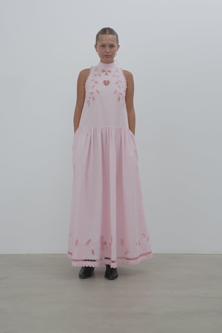 Stella Nova Embroidery Anglaise Sleeveless Maxi Dress Dress 465 Pink