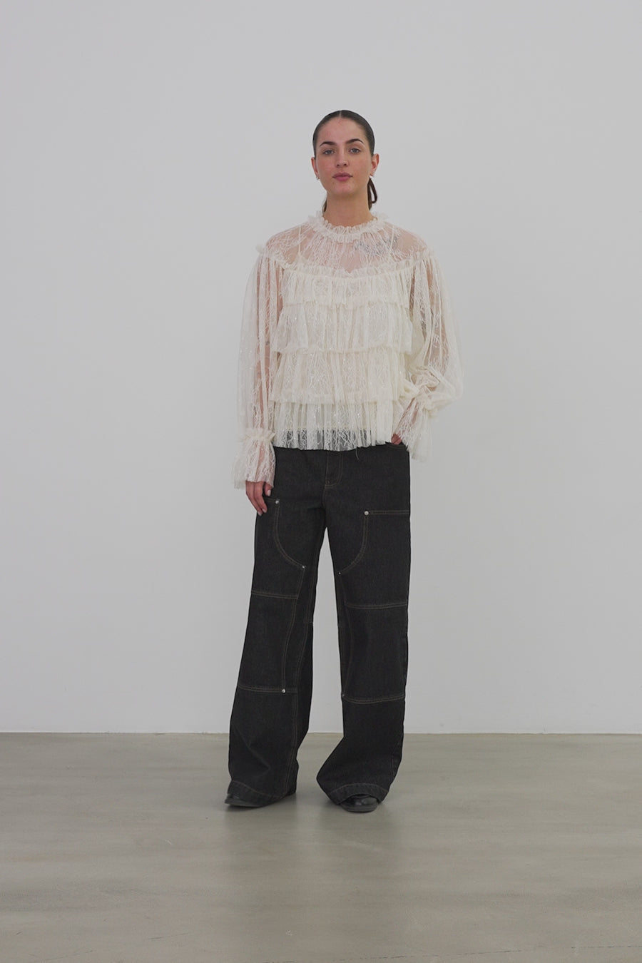 Stella Nova Sheer Frill Lace Blouse Blouse 029 Creme