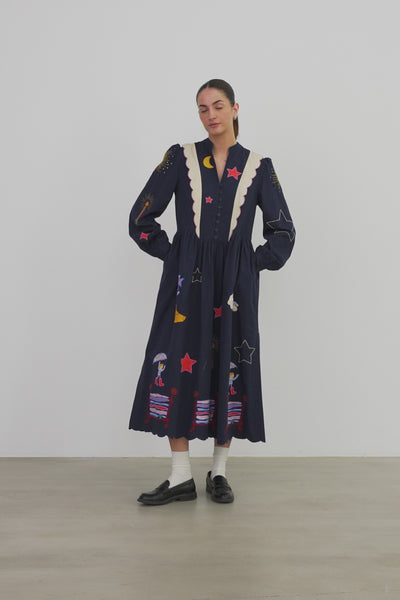 Stella Nova Bead Embellished Midi Dress Dress 395 Navy